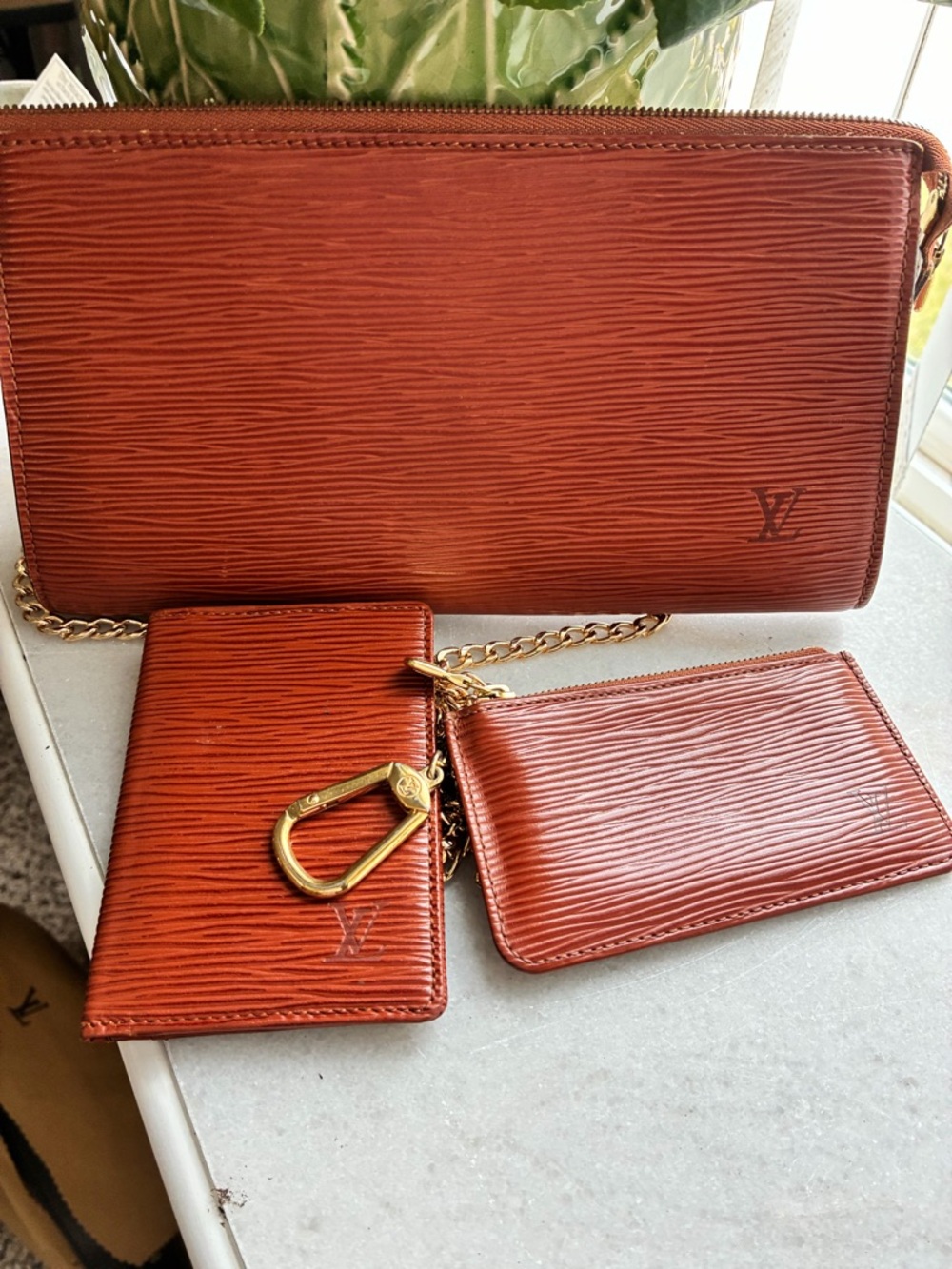 Louis Vuitton Epi Leather crossbody with card holder and key pouch